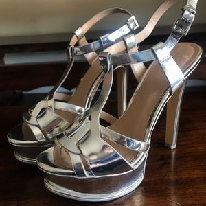 Women’s silver platform heels